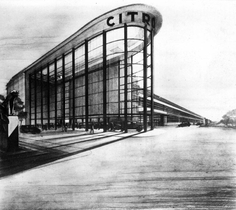 Alexis Dumont (1877-1963) en Marcel Van Goethem (1900-1959), Citroën-gebouw aan de Willebroekkaai met zicht op de showroom, 1933. © Archieven Moderne Architectuur 